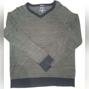 American Eagle Outfitters Green V-Neck Sweater with Black Trim